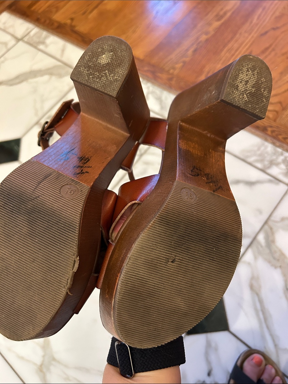 Universal Thread Tan Brown leather Crisscross Ankle Strap Sandals image 7